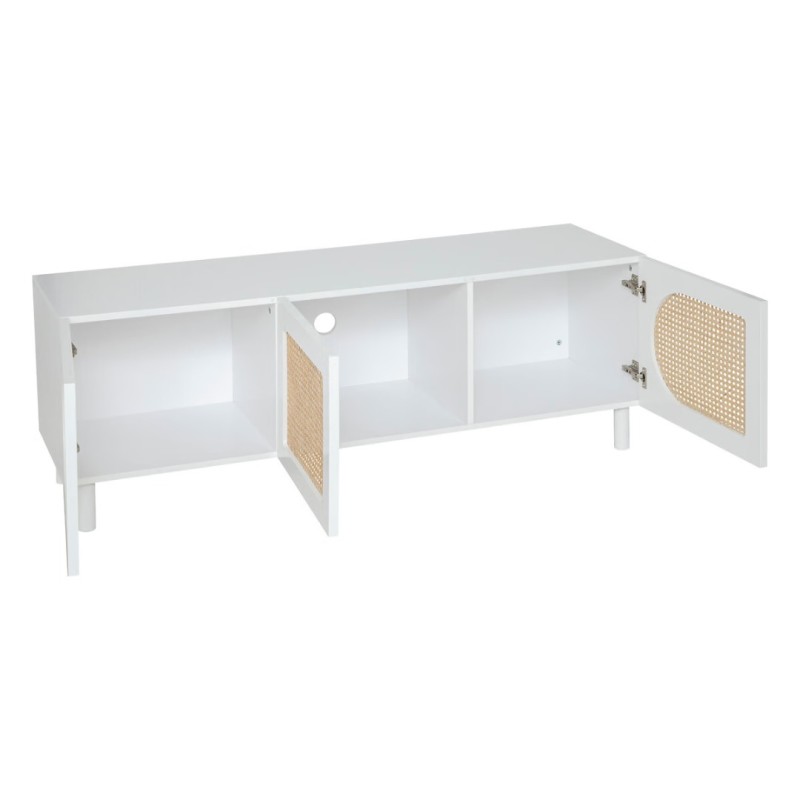 Comoda pentru TV Cabra, ratan si MDF alb, L.140 cm, 197715