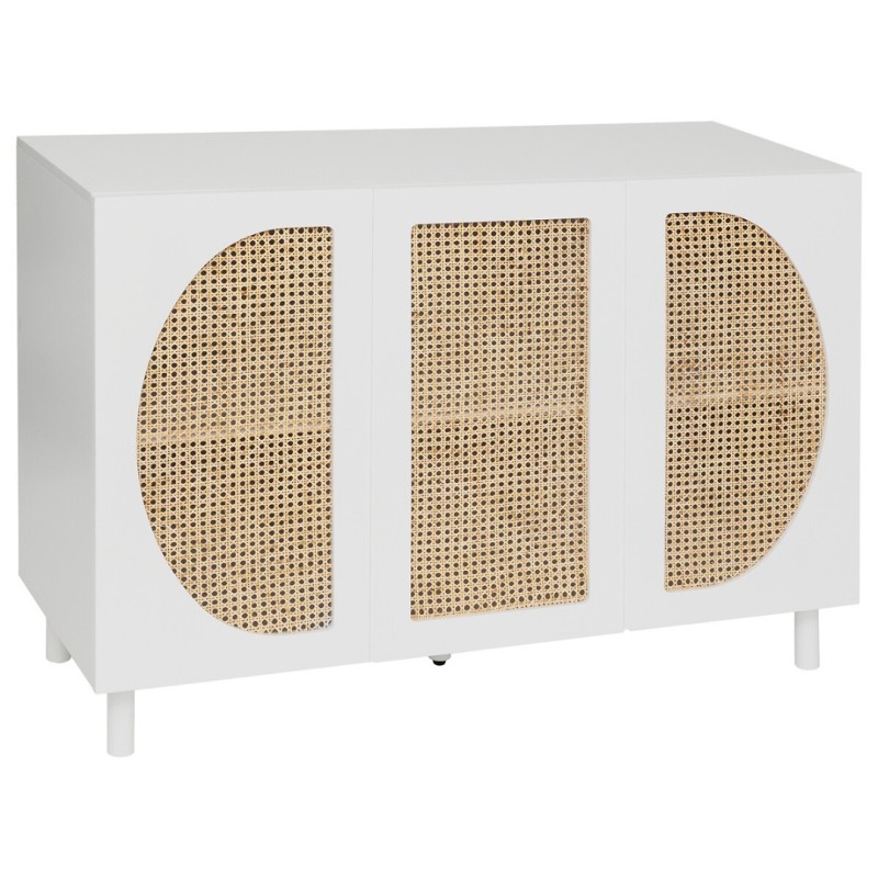 Comoda 3 usi Cabra, ratan si MDF alb, L.120 cm, 197716