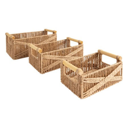 Set 3 cutii depozitare Eugene, lemn, bej, L.26/31/36 cm, 203985