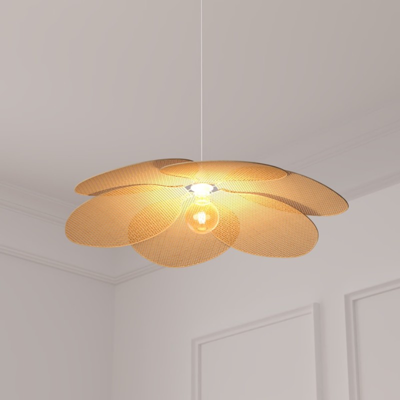 Suspensie Rym, metal, bambus, bej, 1XE27, D.62 cm, 202670