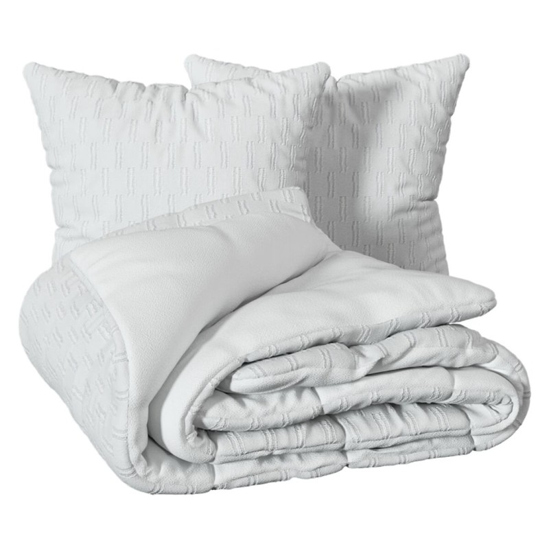 Lenjerie de pat Edie, 2 persoane, 3 piese, poliester, alb, 260x240 cm, 209020B