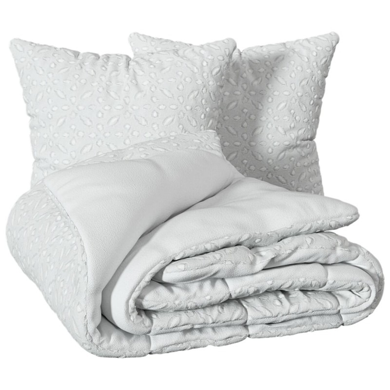 Lenjerie de pat Swan, 2 persoane, 3 piese, poliester, alb, 240x220 cm, 209019A