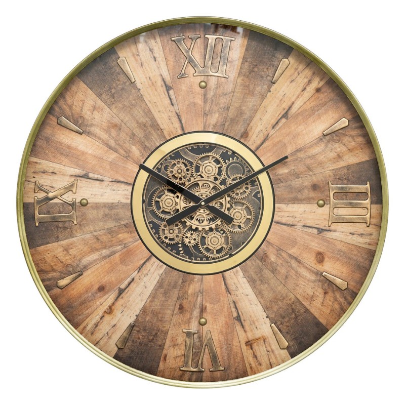 Ceas de perete Keane, metal, MDF, maro, D.80 cm, 206481