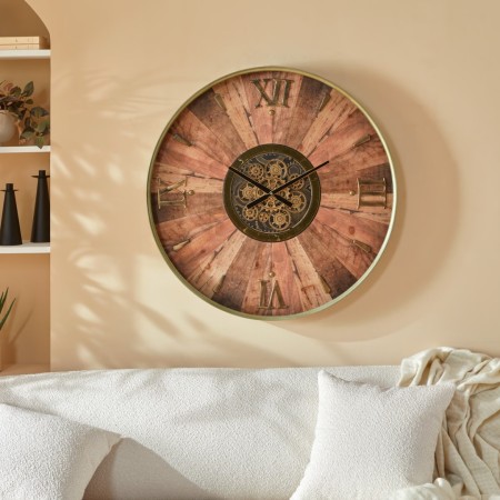 Ceas de perete Keane, metal, MDF, maro, D.80 cm, 206481