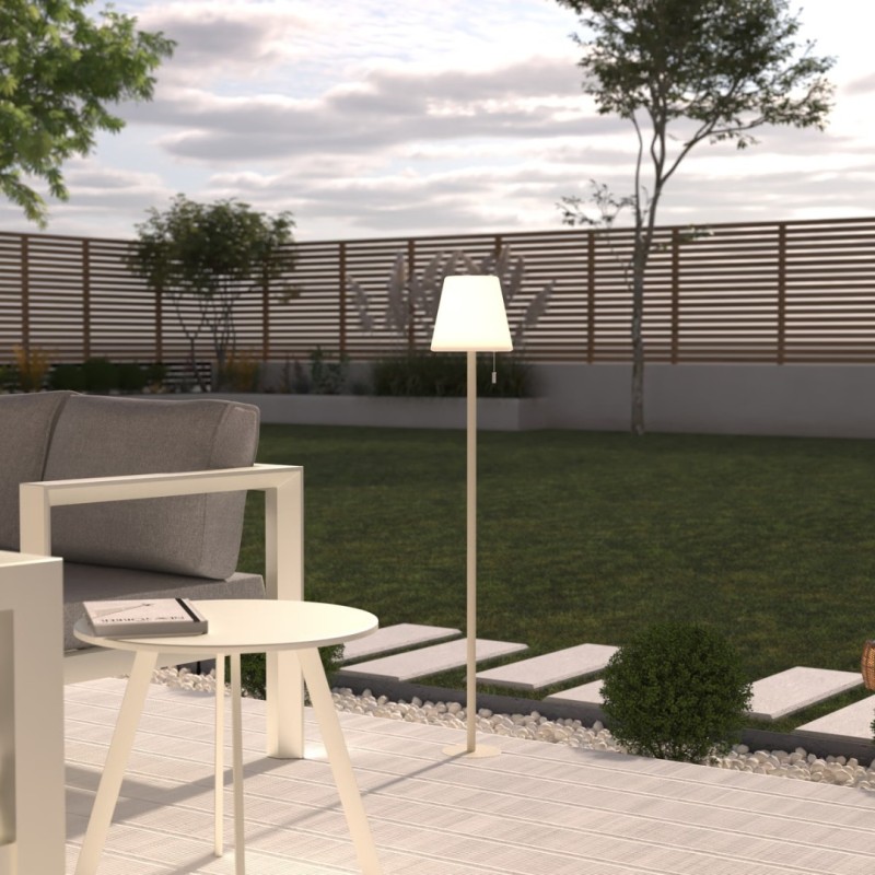 Lampadar exterior Zack, metal, polipropilena, bej, reincarcabil, LED, USB, H.108 cm, 200079D