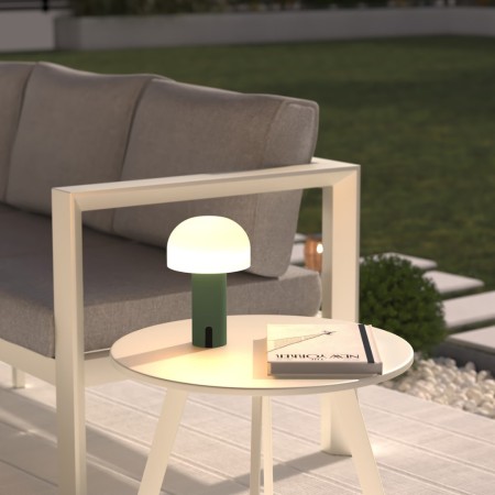Lampa de masa exterior Jany, metal, polipropilena, verde, H.22 cm, 205945B