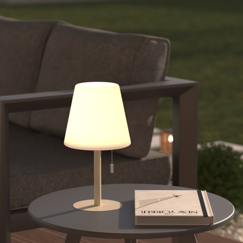 Veioza exterior Zack, metal, polipropilena, alba, LED, USB, H.30 cm, 202608D