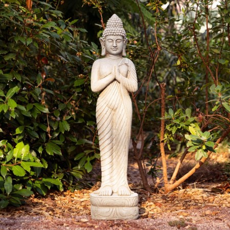 Decoratiune exterior Buddha, magneziu, gri, H.100 cm, 206139 