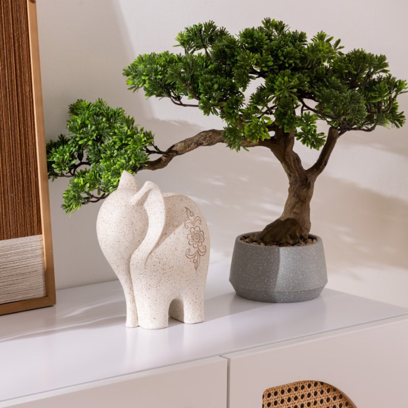 Statueta Elefant Nola, polirasina, bej, H.23 cm, 206194