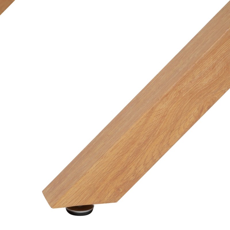 Masa dining Jorel, metal, sticla securizata, efect lemn, L.180 cm, 206040A