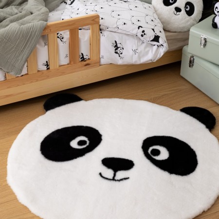 Covor copii Panda, poliester, alb/negru, D.100 cm, 205838