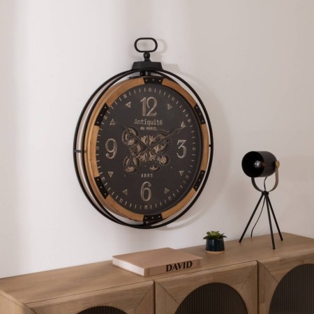 Ceas de perete rotund Amri, MDF, sticla, negru, D.70 cm, 205610