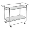 Masuta laterala cu roti Hornwell, metal, sticla temperata, argintie, H.71 cm, 213006