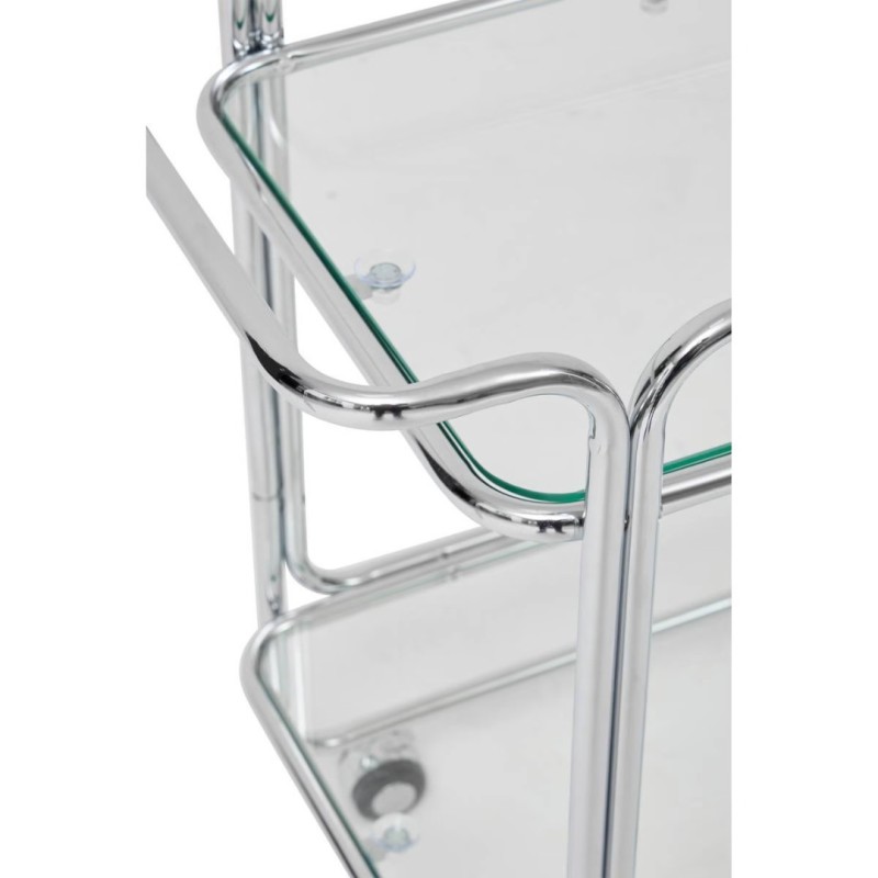 Masuta laterala cu roti Hornwell, metal, sticla temperata, argintie, H.71 cm, 213006