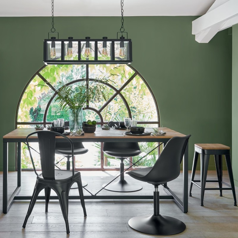 Masa dining Edene, lemn, structura metal negru, L.180 cm, 114530