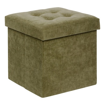 Taburet pliabil Lysandre, MDF, textil, verde khaki, 38X38 cm, 121470I 