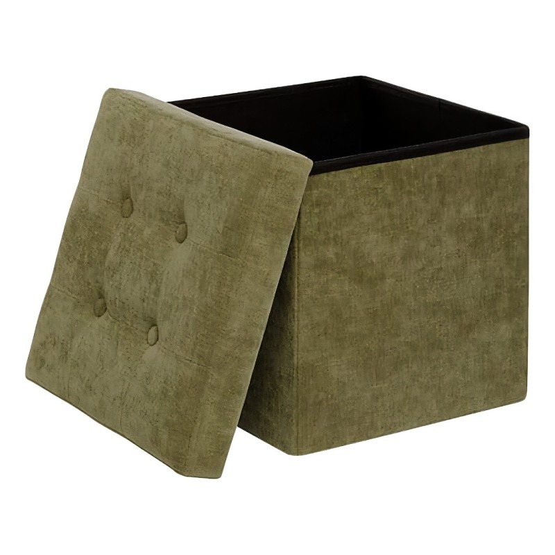 Taburet pliabil Lysandre, MDF, textil, verde khaki, 38X38 cm, 121470I