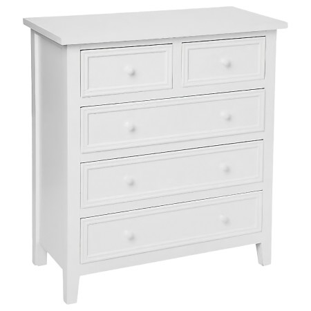 Comoda alba din lemn, 5 sertare, Charme, 121474B