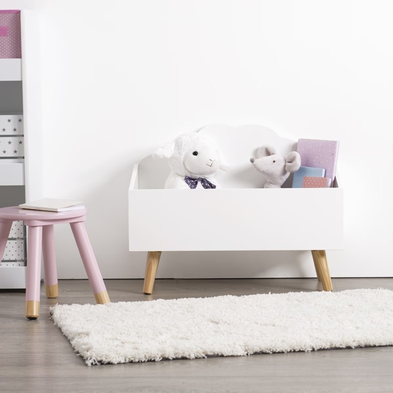Cutie de jucarii alba, lemn si MDF, Clouds, L. 58 cm, 127156B