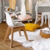 Scaun copii Scandinave, lemn de fag, polipropilena, alb, H.57 cm, 127368B