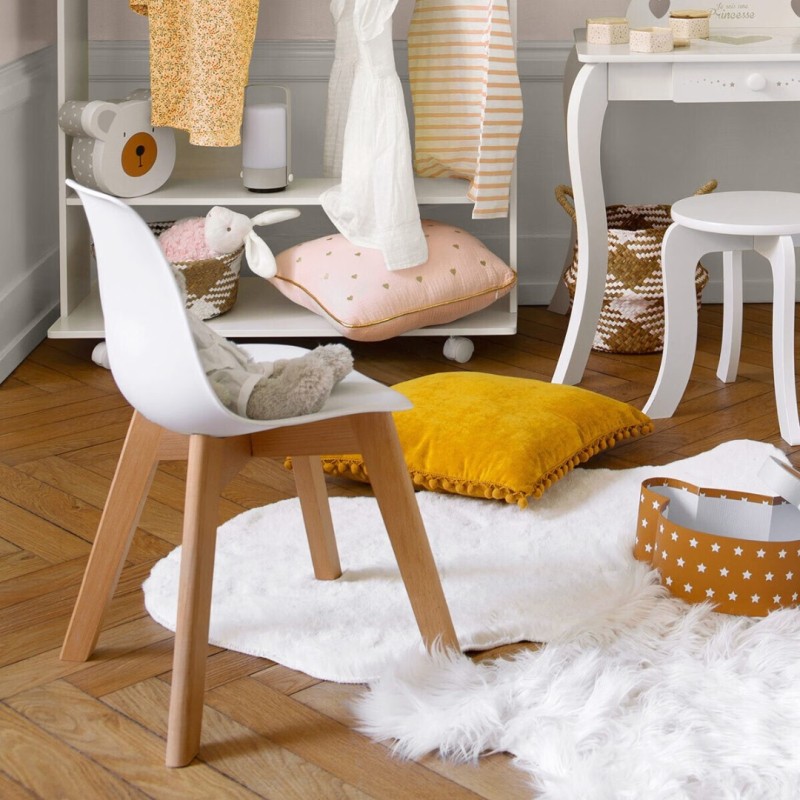 Scaun copii Scandinave, lemn de fag, polipropilena, alb, H.57 cm, 127368B