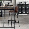 Scaun bar Vladi, picioare din metal, poliuretan maro, H.95 cm, 131341A