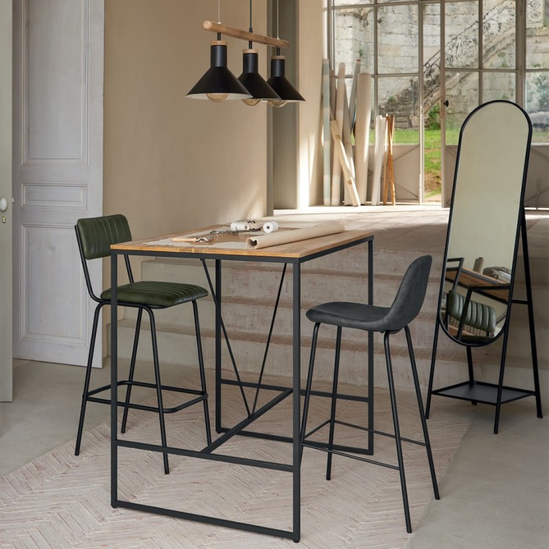Scaun bar Vladi, picioare din metal, poliuretan gri, H.95 cm, 131341B