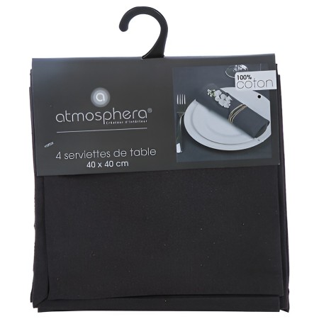Set 4 servetele, bumbac, gri inchis, 40x40 cm, 131516L