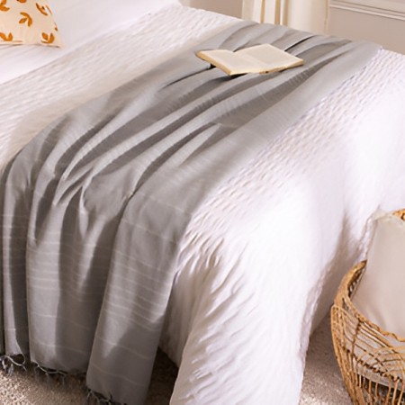 Cuvertura pat, bumbac, gri deschis, 160x220 cm, 131645B