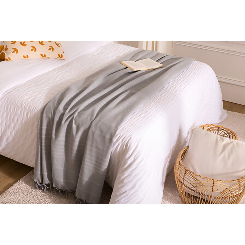 Cuvertura pat, bumbac, gri deschis, 160x220 cm, 131645B
