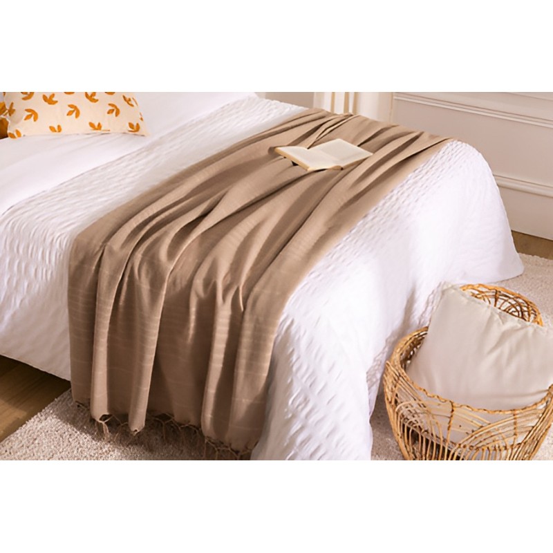 Cuvertura pat, bumbac, bej, 160x220 cm, 131645D