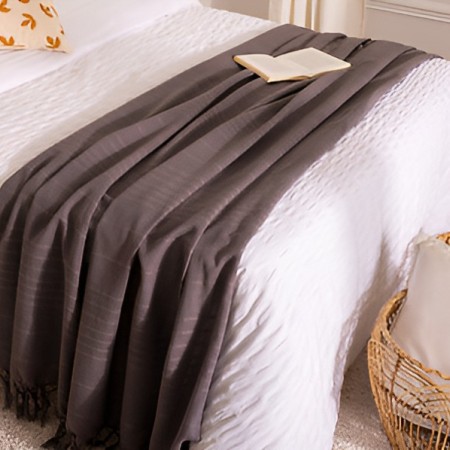 Cuvertura pat, bumbac, gri, 160x220 cm, 131645H