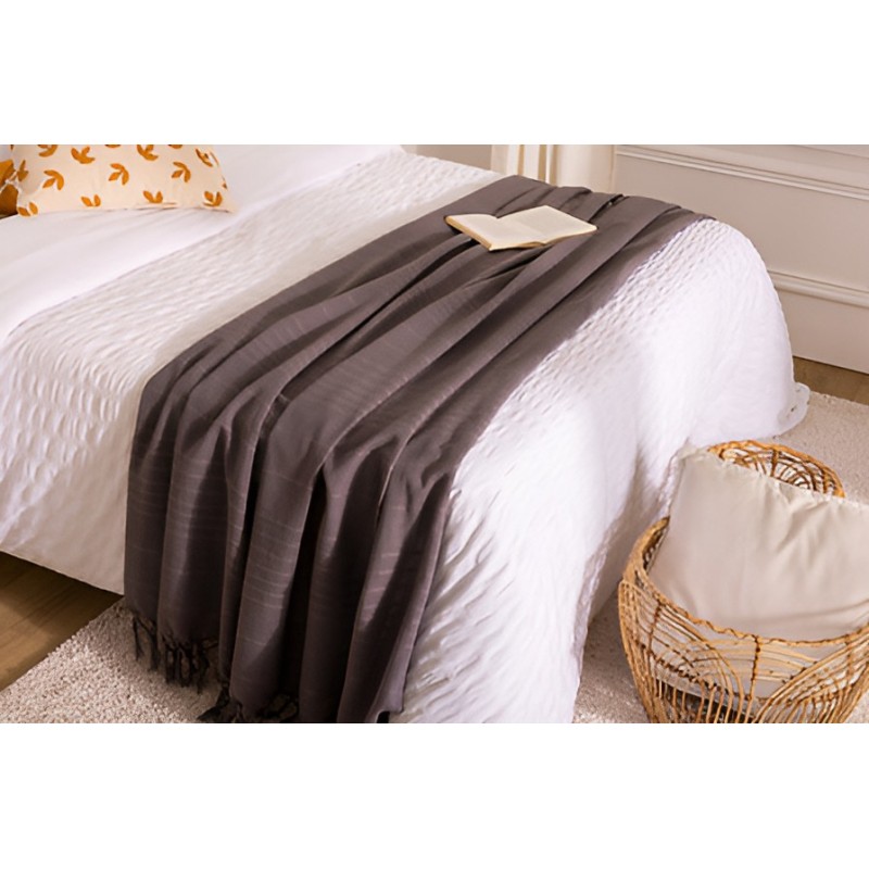 Cuvertura pat, bumbac, gri, 160x220 cm, 131645H