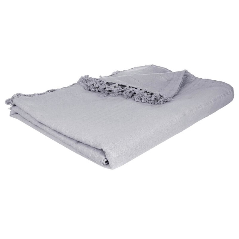 Cuvertura pat, bumbac, gri deschis, 230x250 cm, 131646B