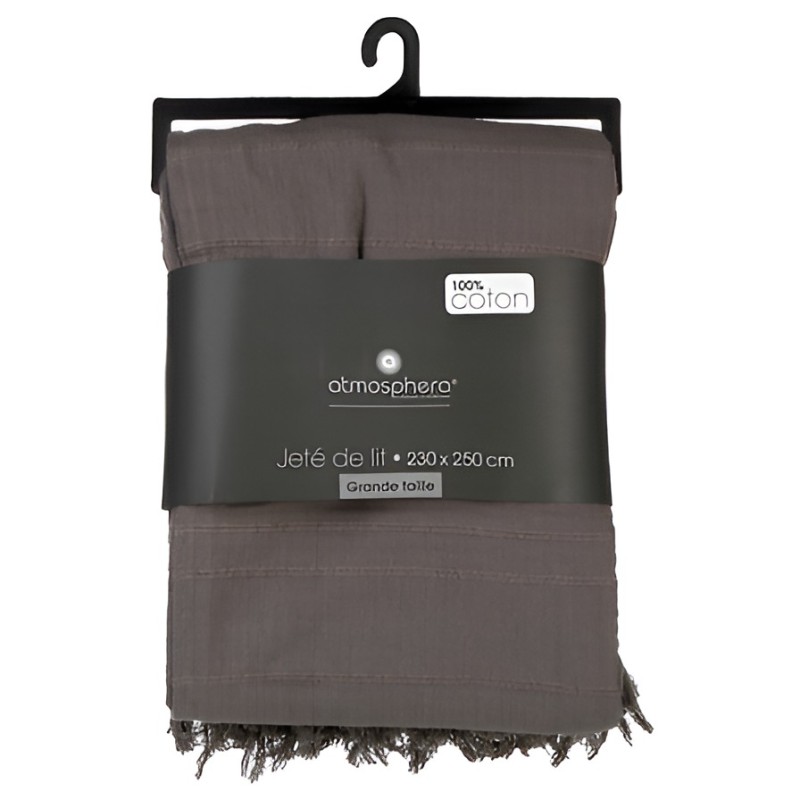 Cuvertura pat, bumbac, gri, 230x250 cm, 131646O