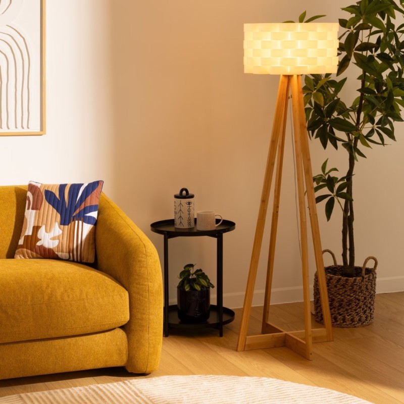 Lampadar Moki, bambus, polipropilena, alb, 1XE27, H.150 cm, 135460