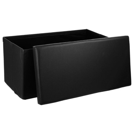 Bancheta Poof, MDF, vynil, negru, L.76 cm, 140090A