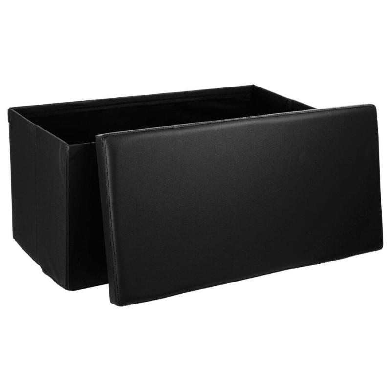 Bancheta Poof, MDF, vynil, negru, L.76 cm, 140090A