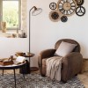 Fotoliu Stanis, lemn, poliester, efect piele, maro, H.81 cm, 140336