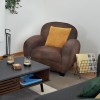 Fotoliu Stanis, lemn, poliester, efect piele, maro, H.81 cm, 140336