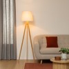Lampadar Bahi, bambus, textil alb, 1XE27, H.160 cm, 145228