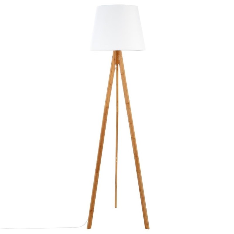 Lampadar Bahi, bambus, textil alb, 1XE27, H.160 cm, 145228