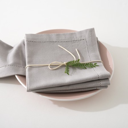 Set 4 servetele Chambray, bumbac, gri, 40x40 cm, 146341B