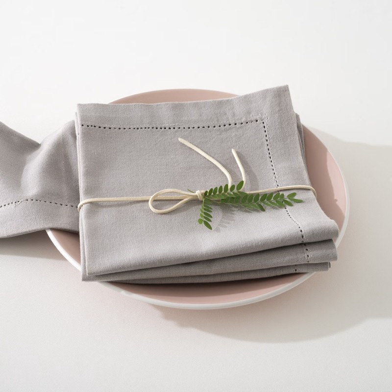 Set 4 servetele Chambray, bumbac, gri, 40x40 cm, 146341B