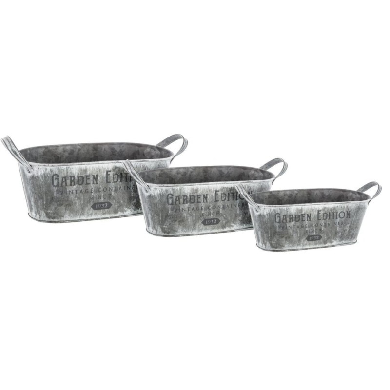 Set 3 ghivece, metal, gri, L.25/30/33 cm, 155782A
