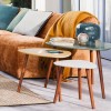 Set 3 masute cafea Mileo, picioare din lemn, blat MDF, 3 culori, L.34/46/60 cm, 157052I