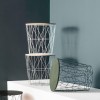Masuta laterala Kumi, metal alb, blat din MDF, D.40cm, 157056A