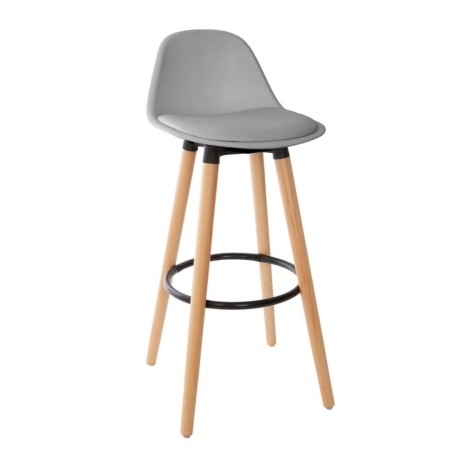Scaun bar Maxon, picioare lemn si metal, poliuretan, gri, H.92 cm, 157165A