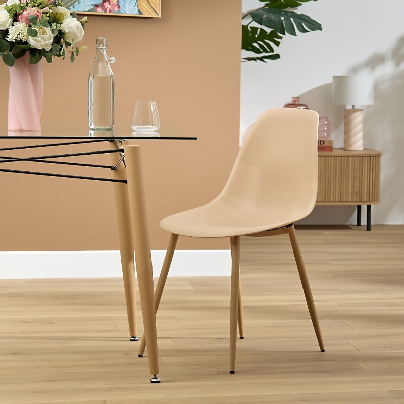Scaun dining Taho, metal, polipropilena, bej, H.86 cm, 157268L