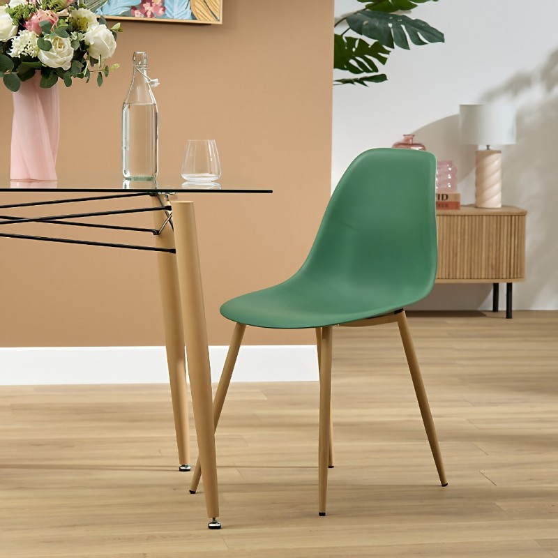 Scaun dining Taho, metal, polipropilena, verde, H.86 cm, 157268M
